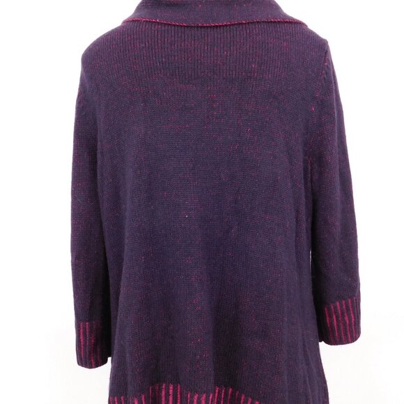 CJ Banks Sweater Women 1x Purple 3/4 Sleeve Cowl Neck Button Up Pockets Cozy - Picture 3 of 10